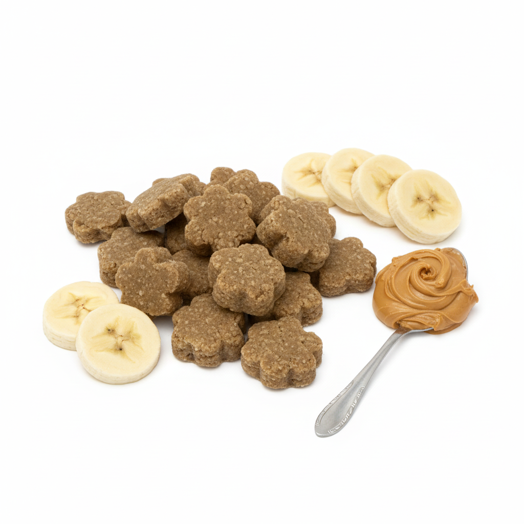 Dog training biscuits with peanut butter and banana