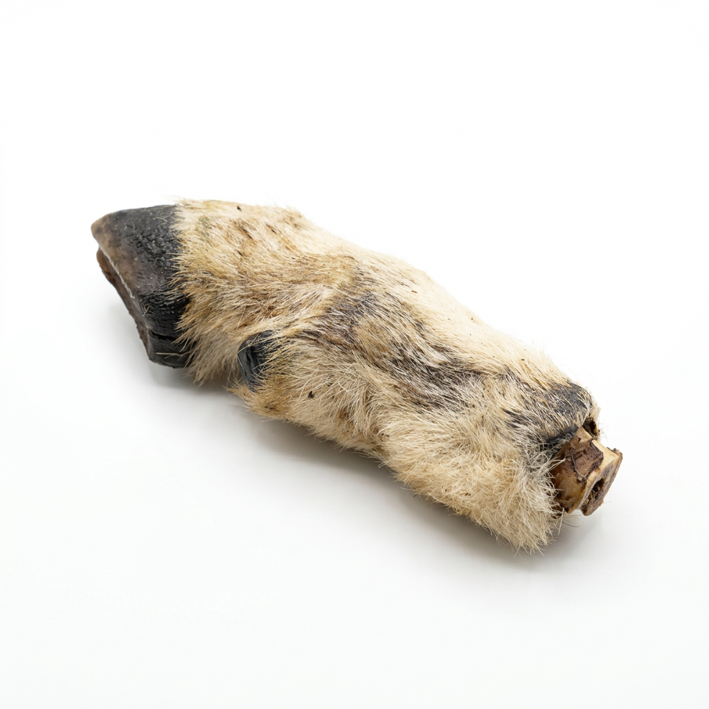 Single hairy sheep trotter on a pure white background